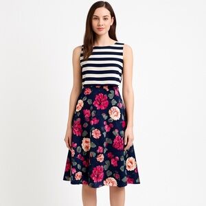 Moulinette Soeurs Striped Bodice + Floral Skirt Fit & Flare Dress NWT Size 2